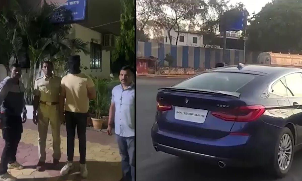 BMW सवार युवक ने बीच सड़क पेशाब किया