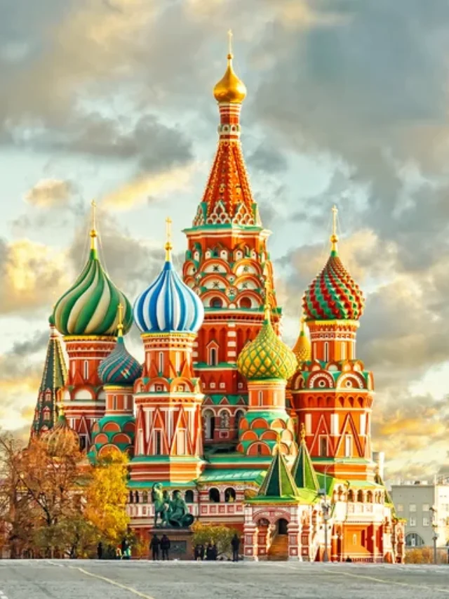 MOSCOW, RUSSIA, postcard view of red square and ST. BASIL cahtedral