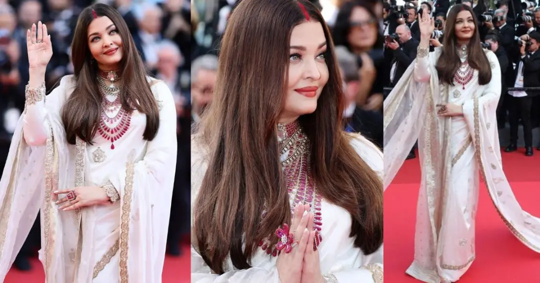 Aishwarya Rai's royal look at Cannes 2025, looked very beautiful in sari and sindoor