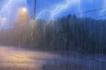 Alert of thunderstorm, storm and rain