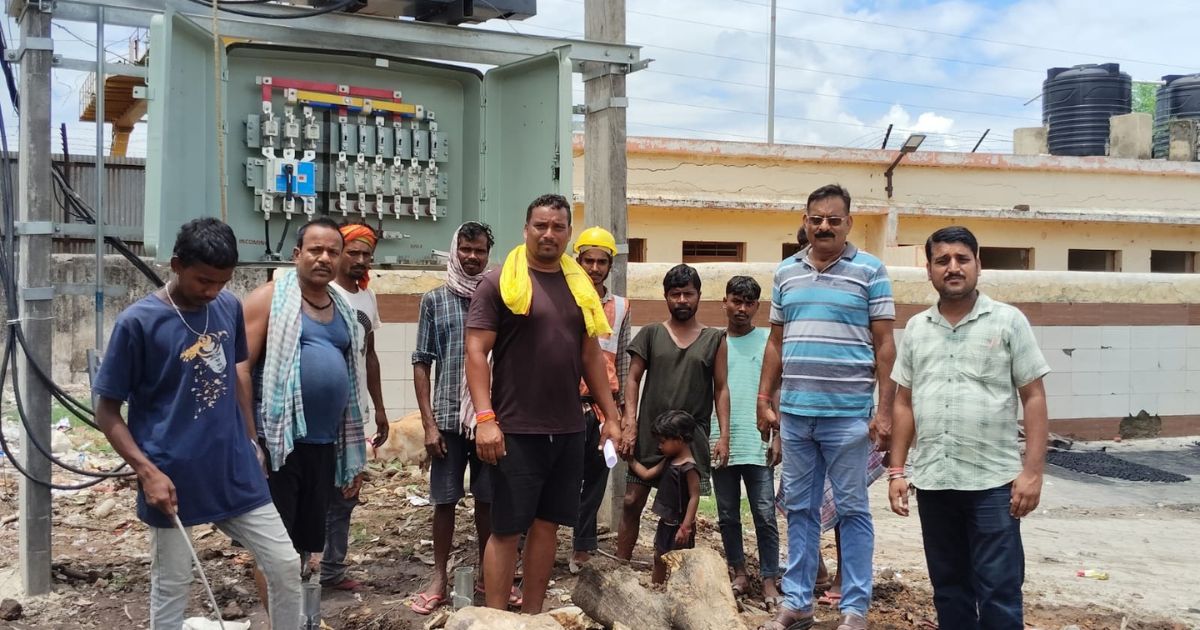 The high power wire hanging in Sidhu Kanho Basti was tightened