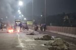 An unknown truck coming at high speed on Joda flyover crushed seven cows and a dog and fled, angry residents of the area blocked the flyover for hours