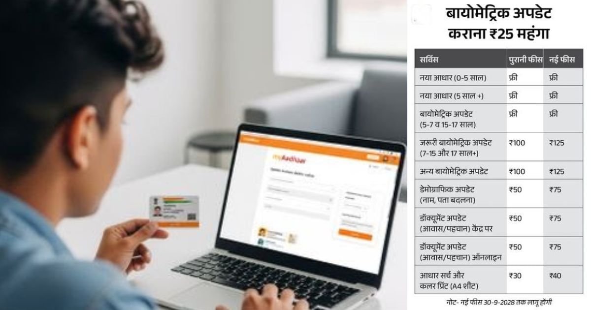आधार अपडेट कराना ₹25 तक महंगा