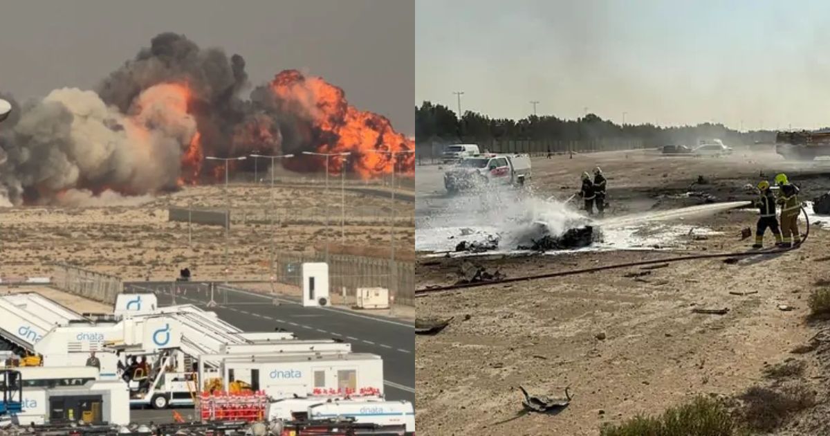 Indian LCA Tejas crashes at Dubai Air Show