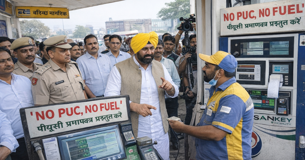 ‘नो PUC, नो फ्यूल’ की सख्त शुरुआत: 24 घंटे में 61 हजार PUC, मंत्री सिरसा का औचक निरीक्षण