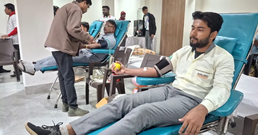 Mega blood donation camp in Sona Devi University घाटशिला