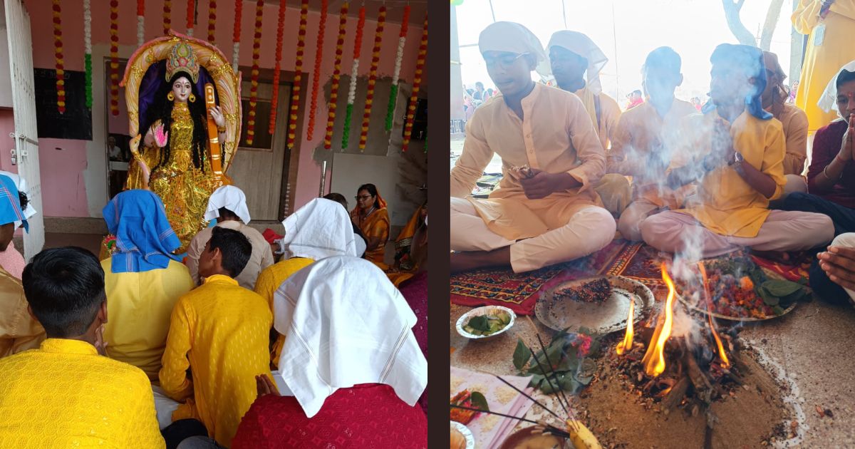 जेवियर पब्लिक स्कूल छोटा गोविंदपुर में बसंत पंचमी पर माँ सरस्वती पूजन