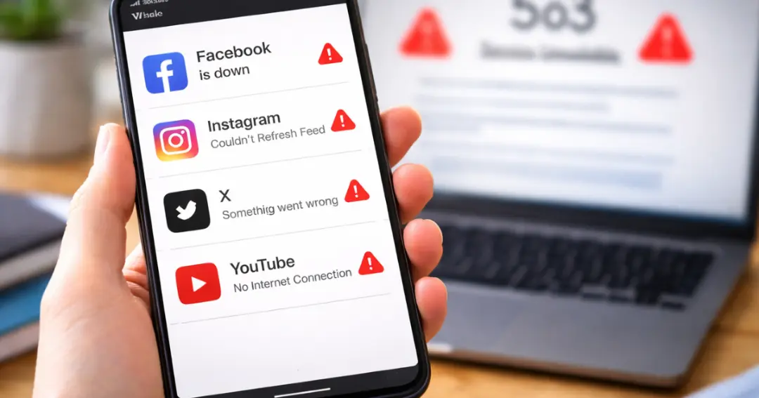 सोशल मीडिया डाउन क्यों हो जाता है जानें Server, Cyber Attack और Cloud Failure की असली वजह