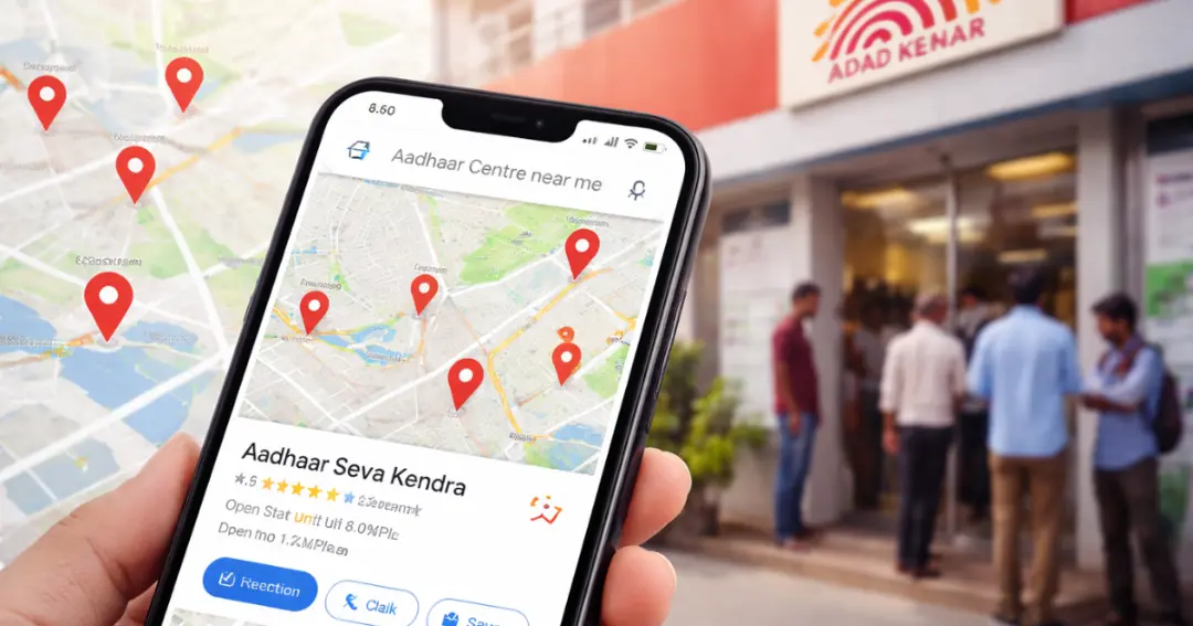 UIDAI और Google Maps की नई सुविधा अब एक क्लिक में पाएँ सटीक आधार केंद्र की लोकेशन
