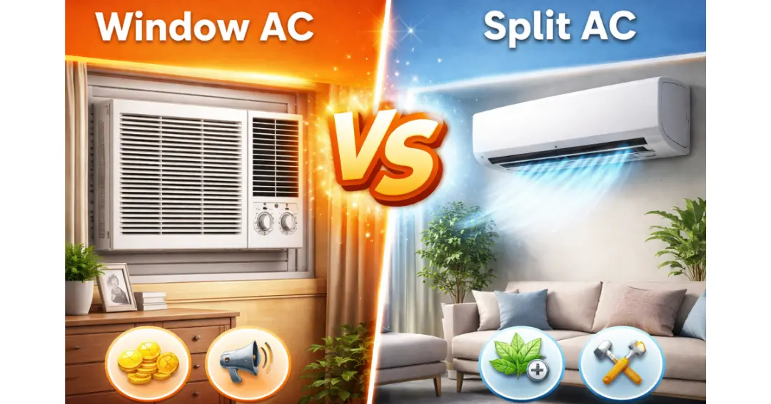 Window AC vs Split AC: घर के लिए कौन सा AC बेहतर? जानिए कूलिंग, बिजली बिल और इंस्टॉलेशन का पूरा फर्क