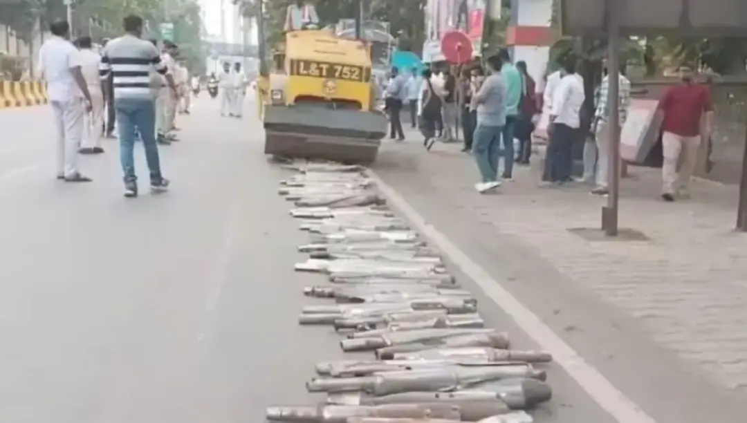 strong message by crushing 151 modified silencers