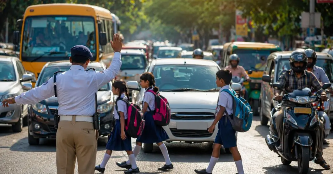 no traffic checking between 1 and 230 pm गर्मी