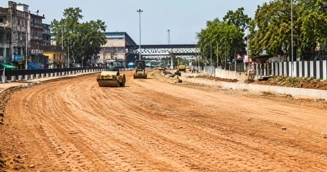 work on the four-lane road जुगसलाई