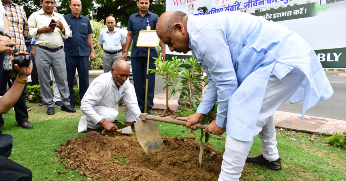 "हरित राजधानी की शुरुआत एक पौधे से होती है" : विश्व पर्यावरण दिवस पर विधानसभा अध्यक्ष विजेन्द्र गुप्ता ने किया वृक्षारोपण अभियान का नेतृत्व