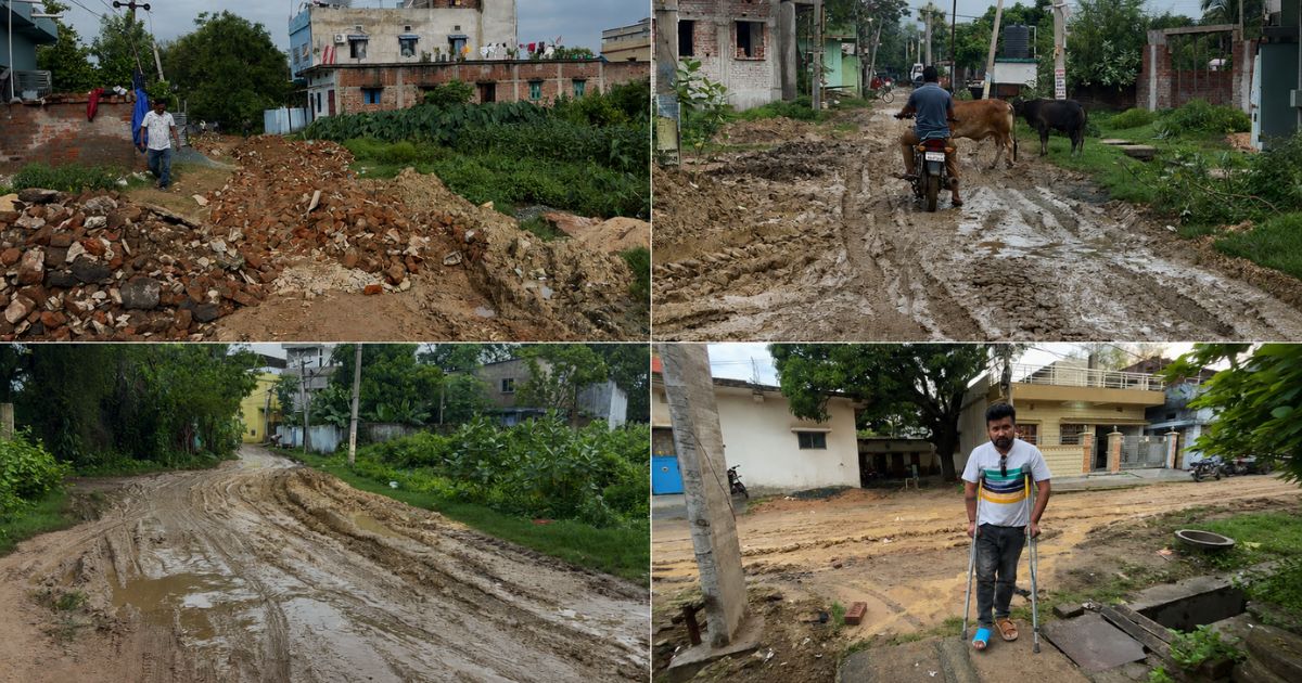 चक्रधरपुर के टोकलो रोड स्थित मिट्टी पहाड़ की जर्जर सड़क से लोग परेशान, चंदा जुटाकर शुरू कराया सड़क निर्माण
