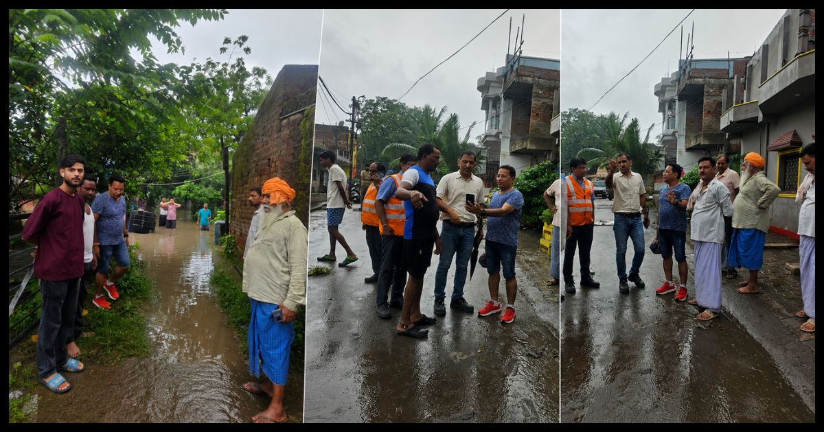 हल्की बारिश में ईस्ट प्लांट बस्ती जलमग्न, प्रदेश कार्यसमिति सदस्य कुलवंत सिंह बंटी ने लिया जायजा