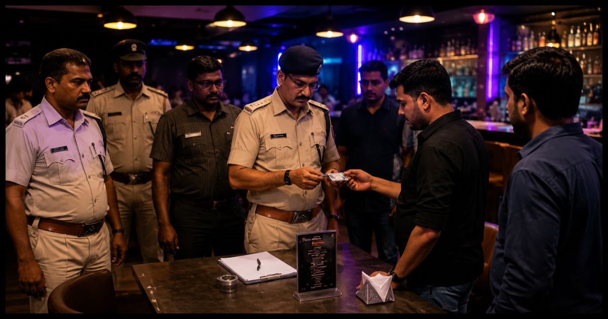 शहर के बार व रेस्टोरेंट में पुलिस ने की सघन जांच