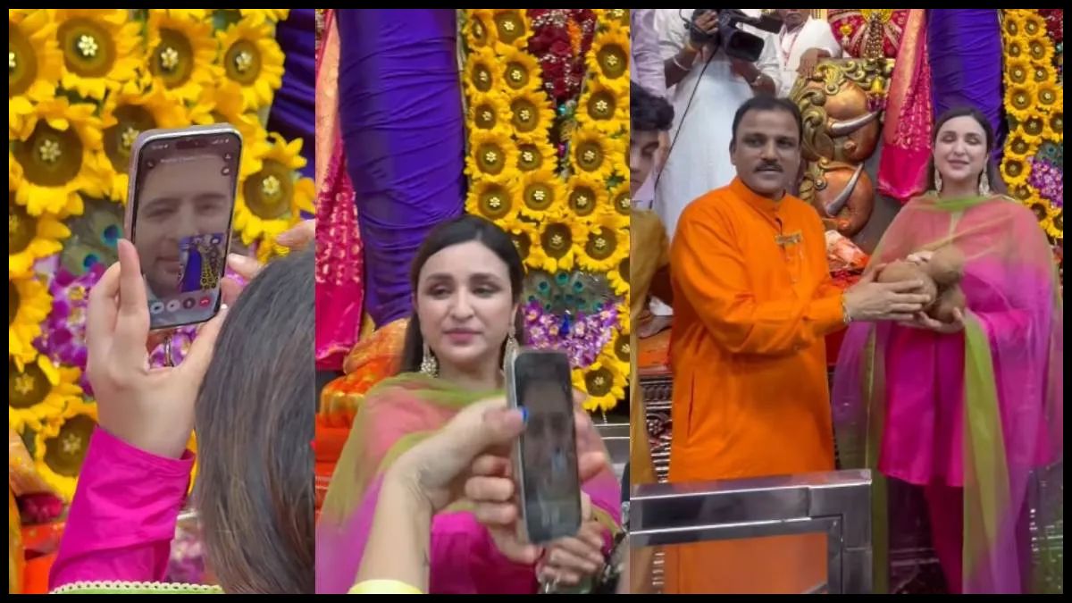 Parineeti Chopra ने किए Lalbaugcha Raja के दर्शन, Raghav Chadha Video Call से हुए शामिल