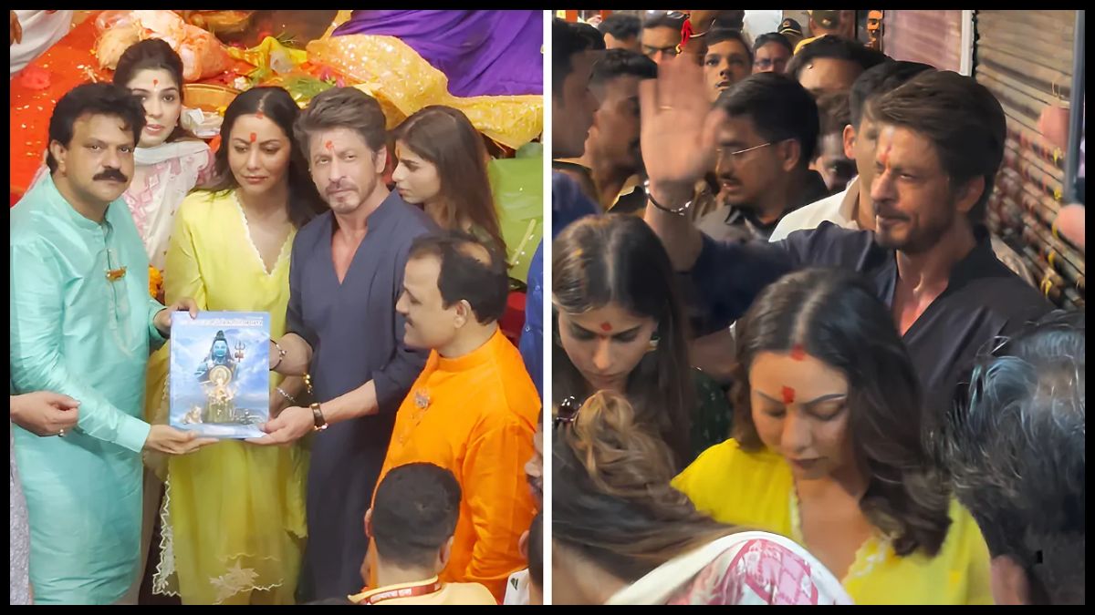 Shah Rukh Khan ने Lalbaugcha Raja के किए दर्शन, Gauri और Suhana संग पहुंचे बप्पा के दरबार