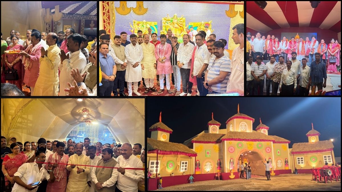 Jamshedpur: गोलमुरी दुर्गा पूजा पंडाल का रघुवर दास ने किया उद्घाटन, ग्रामीण और आदिवासी संस्कृति की दिखी झलक