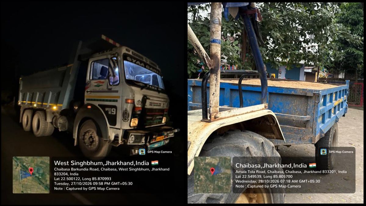 चाईबासा में अवैध खनिज परिवहन पर कार्रवाई, गिट्टी लदा हाइवा और बालू लदा ट्रैक्टर जब्त